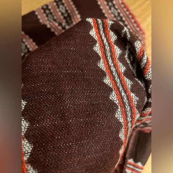 Marc New York Red and Brown Knit Poncho, red and Brown Aztec Boho Cape, one size - Picture 4 of 11